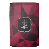 Magenta rosa Schwarz Geometrie Muster Monogram Badematte (Vorderseite Vertikal)