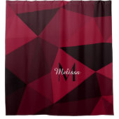 Magenta rosa Schwarz Geometrie Muster Monogram Duschvorhang (Vorderseite)