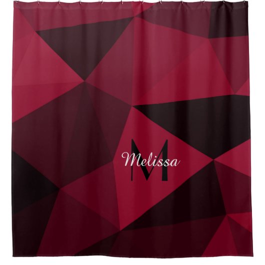 Magenta rosa Schwarz Geometrie Muster Monogram Duschvorhang (Vorderseite)