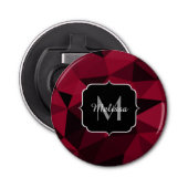 Magenta rosa Schwarz Geometrie Muster Monogram Flaschenöffner (Vorderseite)