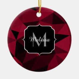 Magenta rosa Schwarz Geometrie Muster Monogram Keramik Ornament