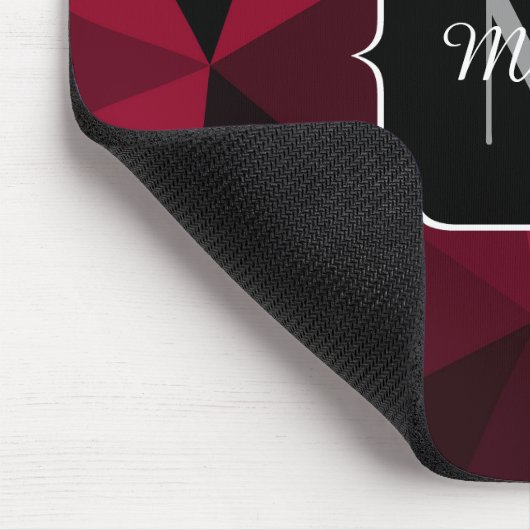 Magenta rosa Schwarz Geometrie Muster Monogram Mousepad (Ecke)