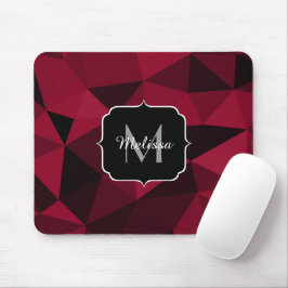 Magenta rosa Schwarz Geometrie Muster Monogram Mousepad