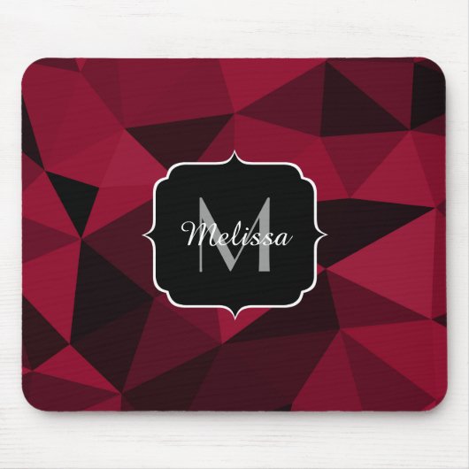 Magenta rosa Schwarz Geometrie Muster Monogram Mousepad (Vorne)