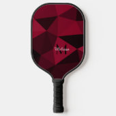 Magenta rosa Schwarz Geometrie Muster Monogram Pickleball Schläger (Vorderseite)