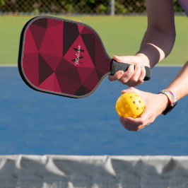 Magenta rosa Schwarz Geometrie Muster Monogram Pickleball Schläger