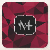 Magenta rosa Schwarz Geometrie Muster Monogram Rechteckiger Pappuntersetzer (Vorderseite)