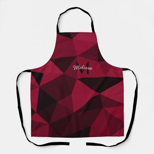 Magenta rosa Schwarz Geometrie Muster Monogram Schürze (Vorderseite)