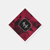 Magenta rosa Schwarz Geometrie Muster Monogram Serviette (Ecke)