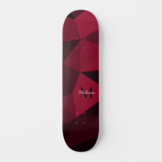 Magenta rosa Schwarz Geometrie Muster Monogram Skateboard (Vorderseite)