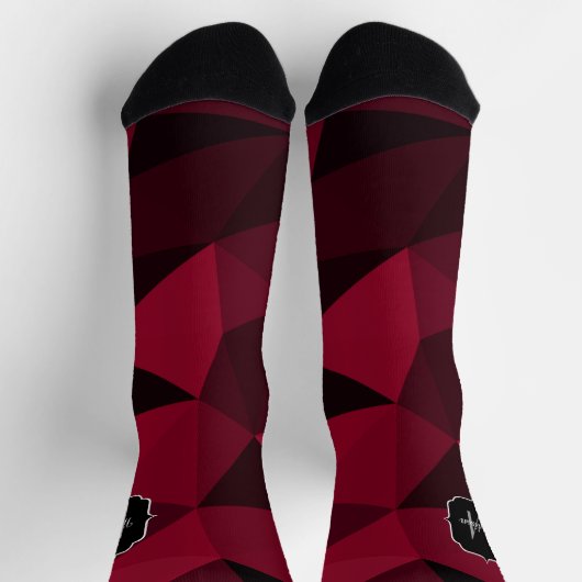 Magenta rosa Schwarz Geometrie Muster Monogram Socken (Oben)