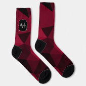 Magenta rosa Schwarz Geometrie Muster Monogram Socken (Rechts)