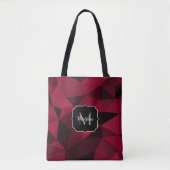 Magenta rosa Schwarz Geometrie Muster Monogram Tasche (Vorderseite)
