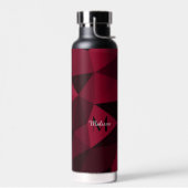 Magenta rosa Schwarz Geometrie Muster Monogram Trinkflasche (Links)