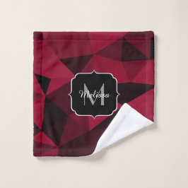 Magenta rosa Schwarz Geometrie Muster Monogram Waschlappen