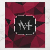 Magenta rosa Schwarz Geometrie Muster Monogram Weinetikett (Einzelnes Label)
