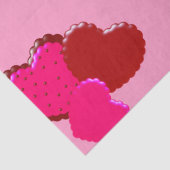 Magenta Rosa und Rot-Scallopierte Herzen Seidenpapier (Detail)