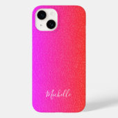 Magenta Rosa, weißer Skriptname personalisiert Case-Mate iPhone Hülle (Rückseite)