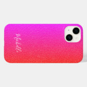 Magenta Rosa, weißer Skriptname personalisiert Case-Mate iPhone Hülle (Rückseite (Horizontal))