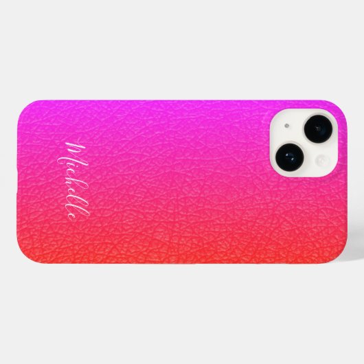 Magenta Rosa, weißer Skriptname personalisiert Case-Mate iPhone Hülle (Rückseite (Horizontal))