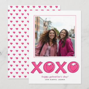 Magenta rosa XOXO Herzen Galentines Day Foto Feiertagskarte