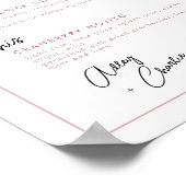 Magenta Rose Black Signature Drink Hochzeitszeiche Poster (Ecke)