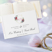 Magenta Rose Botanisches Wappen Monogramm Gästebuch