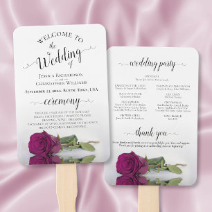 Magenta Rose Ein elegantes Hochzeitsprogramm Fächer
