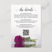 Magenta Rose Elegante Wedding Details QR Code Begleitkarte (Vorderseite)