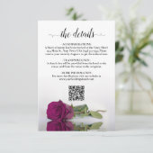 Magenta Rose Elegante Wedding Details QR Code Begleitkarte (Stehend Vorderseite)