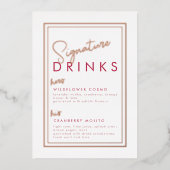 Magenta Rose Gold Foil Signature Drink Zeichen Folieneinladung (Vorderseite)