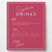 Magenta Rose Gold Weißes Signatur Trinkzeichen Fotoplatte (Vorderseite)