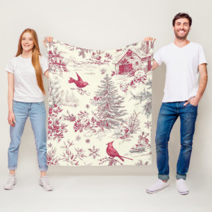 Magenta Rot Grün Weihnachten Toile Creme Winter Fleecedecke