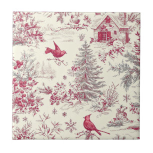 Magenta Rot Grün Weihnachten Toile Creme Winter Fliese