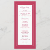 Magenta Rote Hochzeitsfeier Programm (Rückseite)