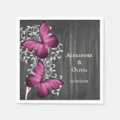 Magenta Rustic Butterfly Brautparty Napkin Serviette (Vorderseite)