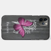 Magenta Rustic Butterfly Personalisiert Case-Mate iPhone Hülle (Rückseite (Horizontal))