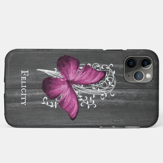 Magenta Rustic Butterfly Personalisiert Case-Mate iPhone Hülle (Rückseite (Horizontal))