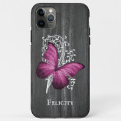 Magenta Rustic Butterfly Personalisiert Case-Mate iPhone Hülle (Rückseite)