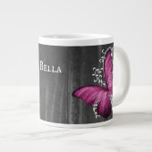 Magenta Rustic Butterfly Personalisiert Jumbo-Tasse (Vorderseite Rechts)