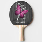 Magenta Rustic Butterfly Personalisiert Tischtennis Schläger (Vorderseite)