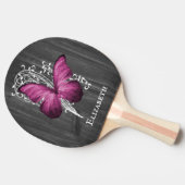Magenta Rustic Butterfly Personalisiert Tischtennis Schläger (Seitenansicht)