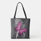 Magenta Rustic Butterfly Personalisiert Tote Bag Tasche (Rückseite)