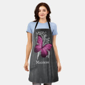 Magenta Rustic Butterfly Personalisierte Schürze (Getragen)