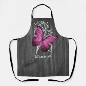 Magenta Rustic Butterfly Personalisierte Schürze (Vorderseite)