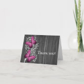 Magenta Rustic Butterfly Wedding Danke Karten (Vorderseite)