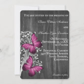 Magenta Rustic Butterfly Wedding Einladung (Vorderseite)