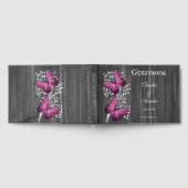 Magenta Rustic Butterfly Wedding Guestbook Gästebuch (Voll)