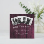 Magenta Rustic FotoCollage Save the Date (Stehend Vorderseite)
