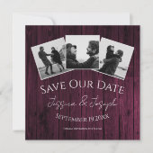 Magenta Rustic FotoCollage Save the Date (Vorderseite)